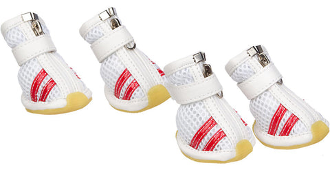 Flexible Air-Mesh Lightweight Pet Shoes Sneakers - White & Red: X-Small