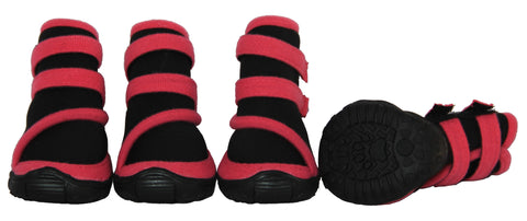 Performance-Coned Premium Stretch Supportive Pet Shoes - Set Of 4 - Black/Pink: X-Small