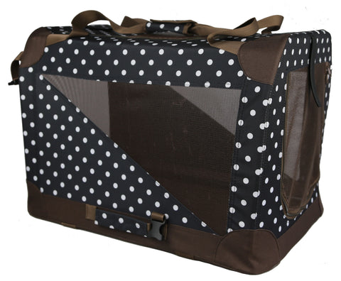 Folding Zippered 360 Vista View House Pet Crate - Blue/Brown Polka: X-Small
