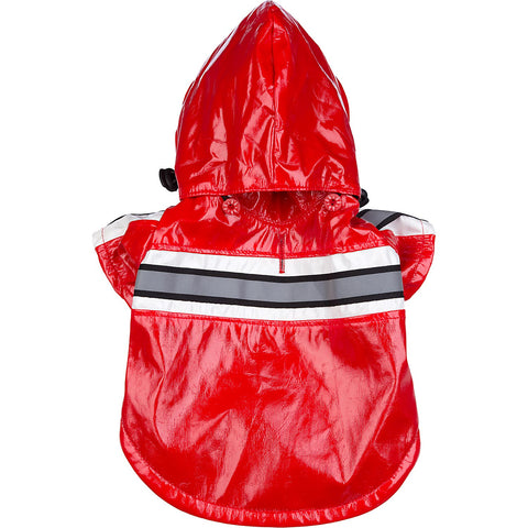 Reflective Waterproof Adjustable Pvc Pet Raincoat - Red:
