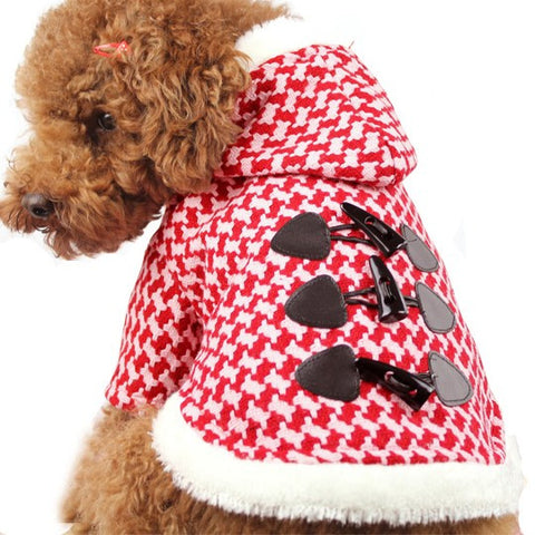 Comfortable Thick hooded Pull Over Button Coat for Dogs Fashion & Pet Style SIZE 8: Comfortable Thick hooded Pull Over Button Coat for Dogs Fashion & Pet Style SIZE 8-Color Red