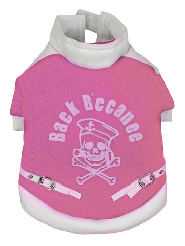Vasity-Buckled Collared Pet Coat - Pink/White: X-Small