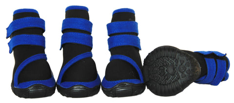 Performance-Coned Premium Stretch Supportive Pet Shoes - Set Of 4 - Black/Blue: X-Small