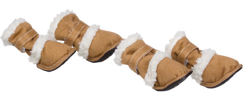 ""Shearling """"Duggz"""" Pet Shoes - Brown & White"": Small