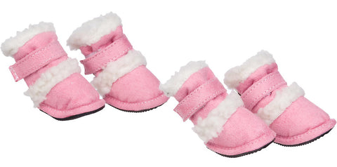 ""Shearling """"Duggz"""" Pet Shoes - Pink & White"": X-Small